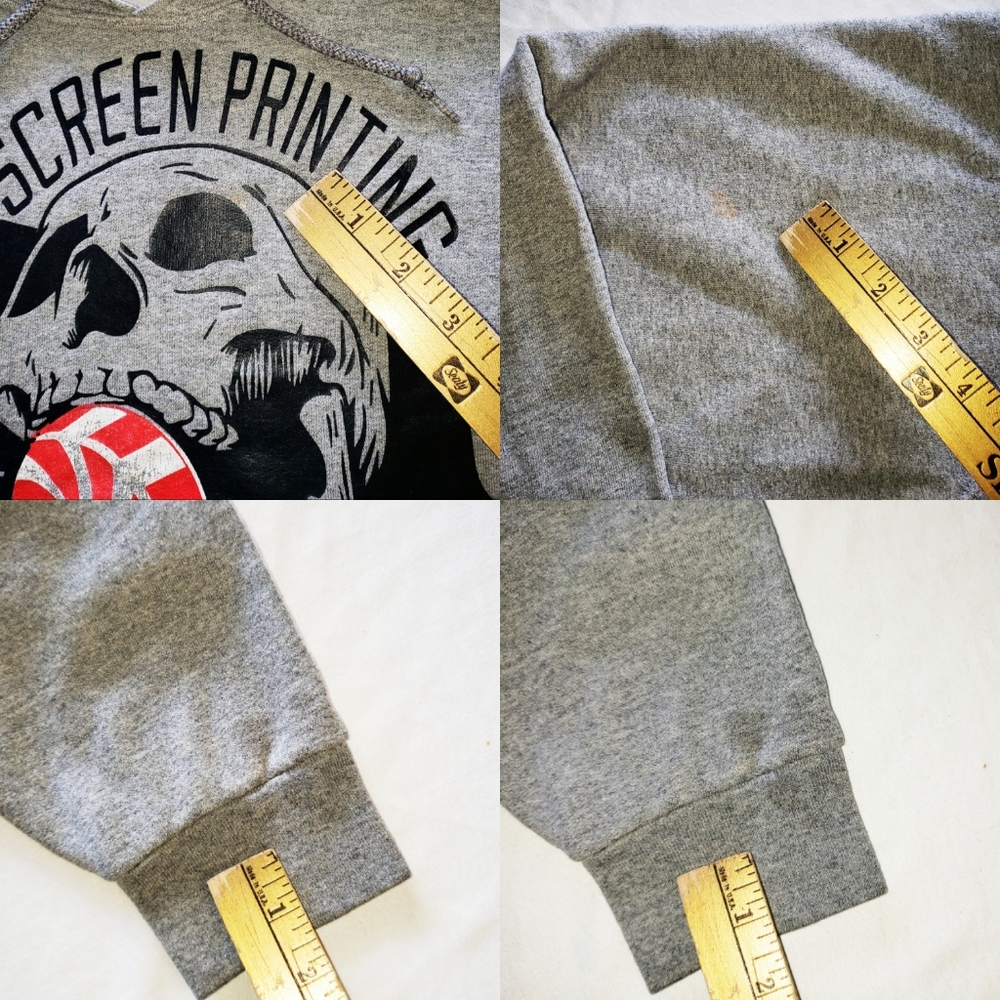 ‼SOLD‼ VTG Screen Printing Skull Cropped Hoodie - Picture 2 of 8